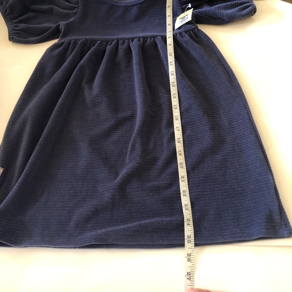 Harper Canyon Girls Ribbed Velour Puff Sleeves Navy Blue Dress Size 6 - Picture 7 of 8